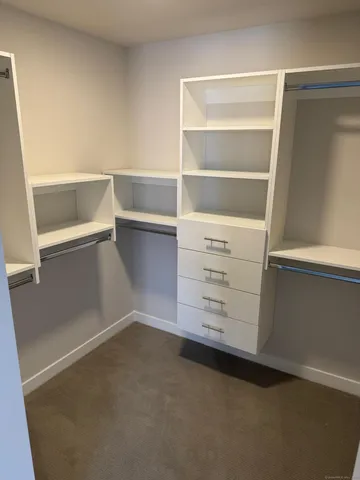 a view of an empty walk in closet