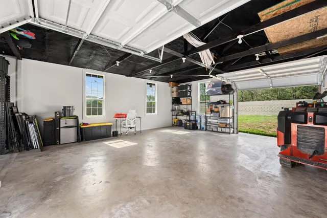 a view of a studio with wooden walls