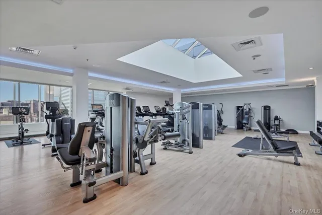 a view of a room with gym equipment