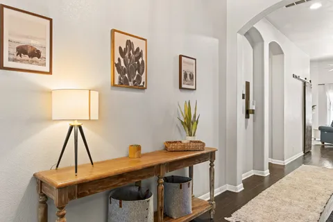 a view of a workspace with furniture