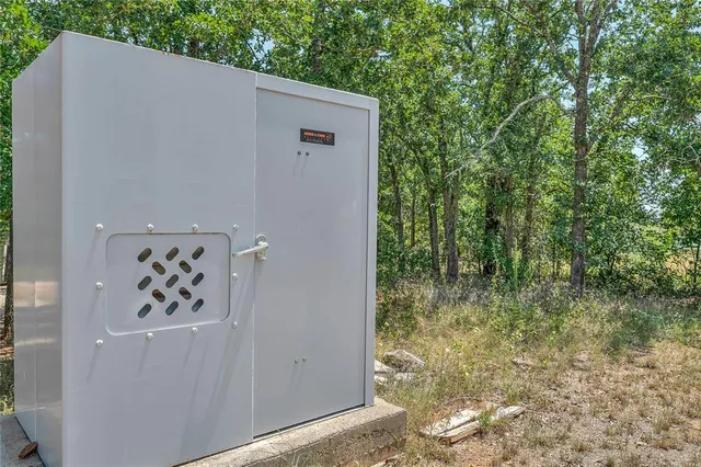 a view of a door in the backyard