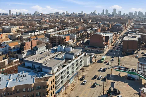 an aerial view of a city