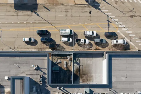 a car parked in front of a building