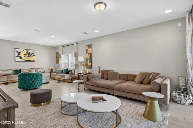 a living room with furniture