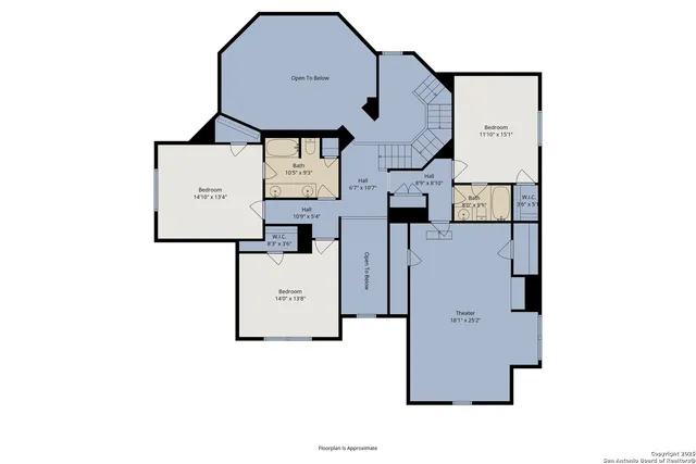 an aerial view of residential house with pool and yard