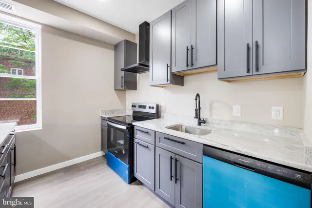 a kitchen with stainless steel appliances granite countertop a sink stove and cabinets