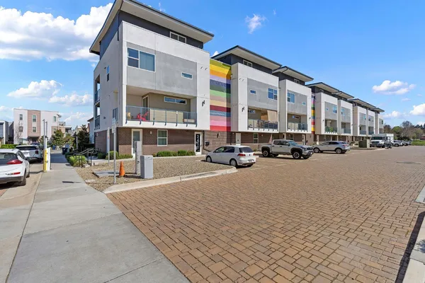 a car parked in front of a building