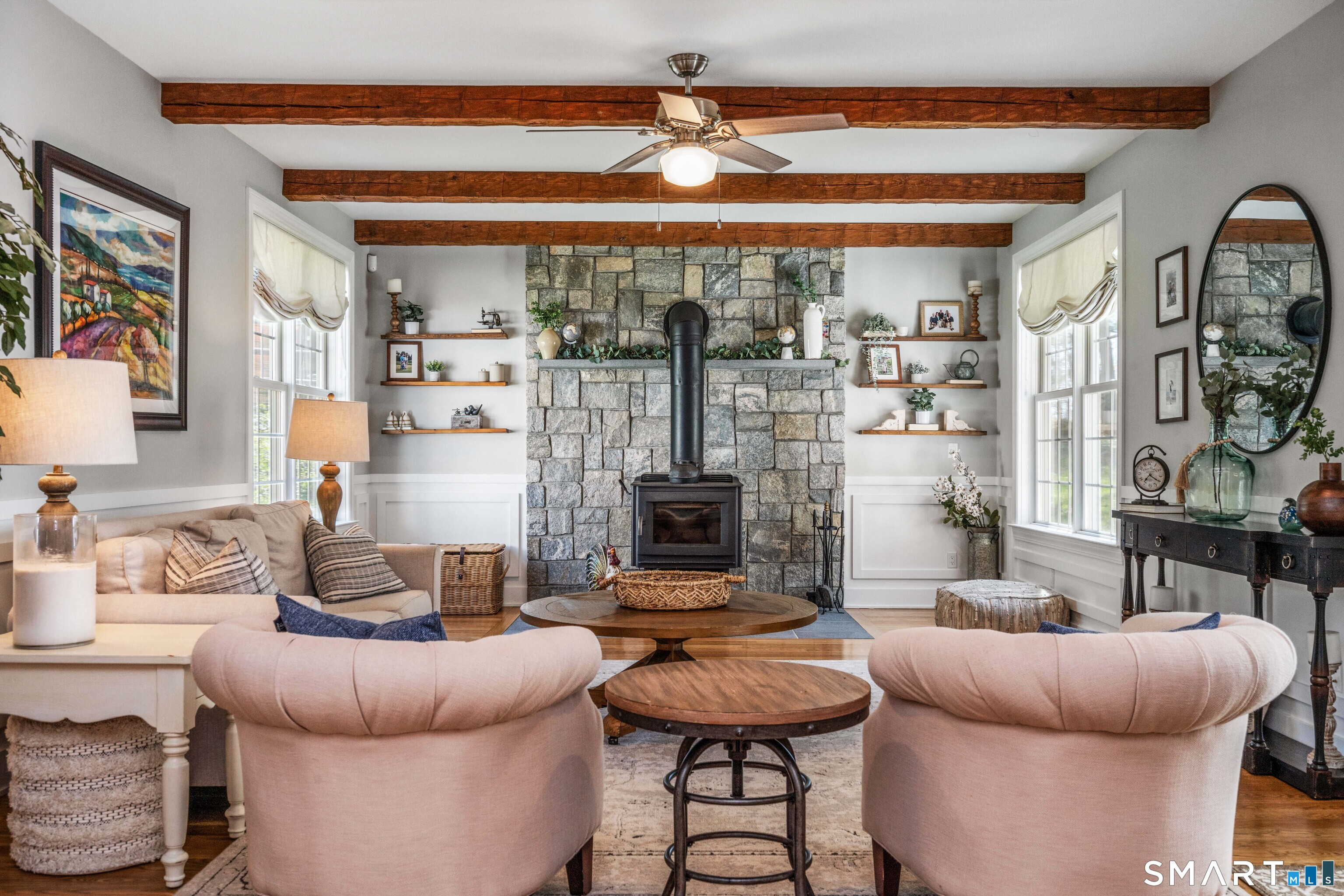 152 Old Farms Road Simsbury, CT 06070 - Photo 13 of 40 An exceptionally beautiful and cozy family room with wood burning stove ideal for game nights