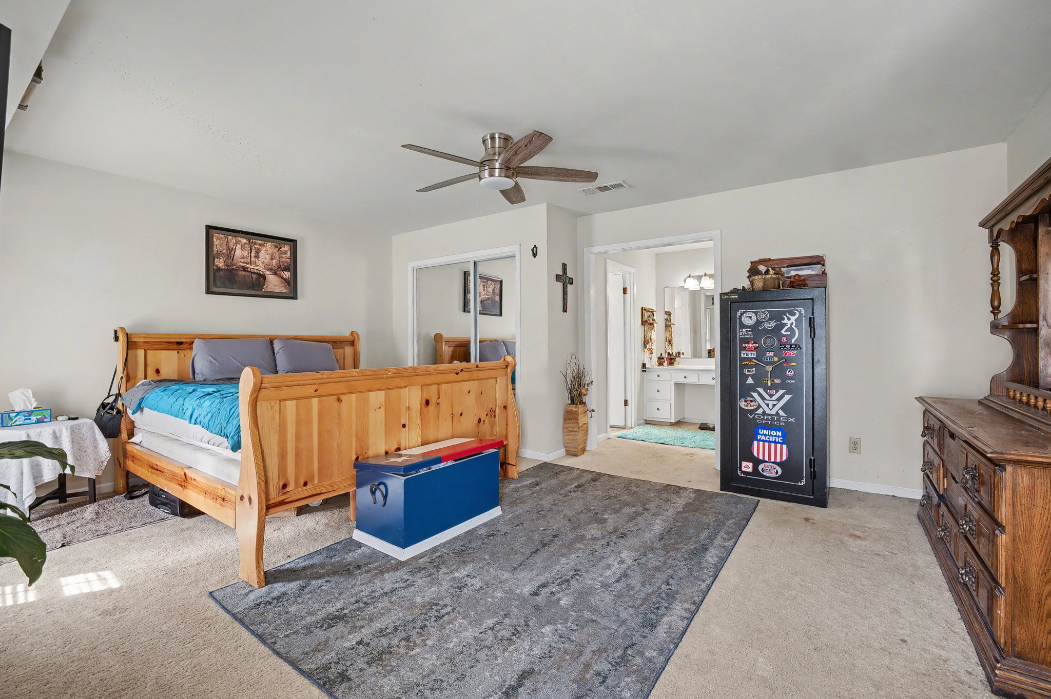 103 Oak Ridge Circle Georgetown, TX 78628 - Photo 22 of 22 Bedroom featuring carpet flooring, a closet, and a ceiling fan