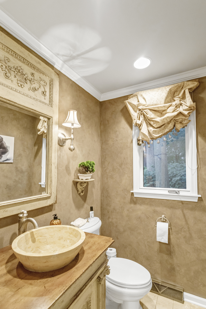 985 Chapel Court North Glen Ellyn, IL 60137 - Photo 20 of 46 a bathroom with a sink a toilet and a mirror