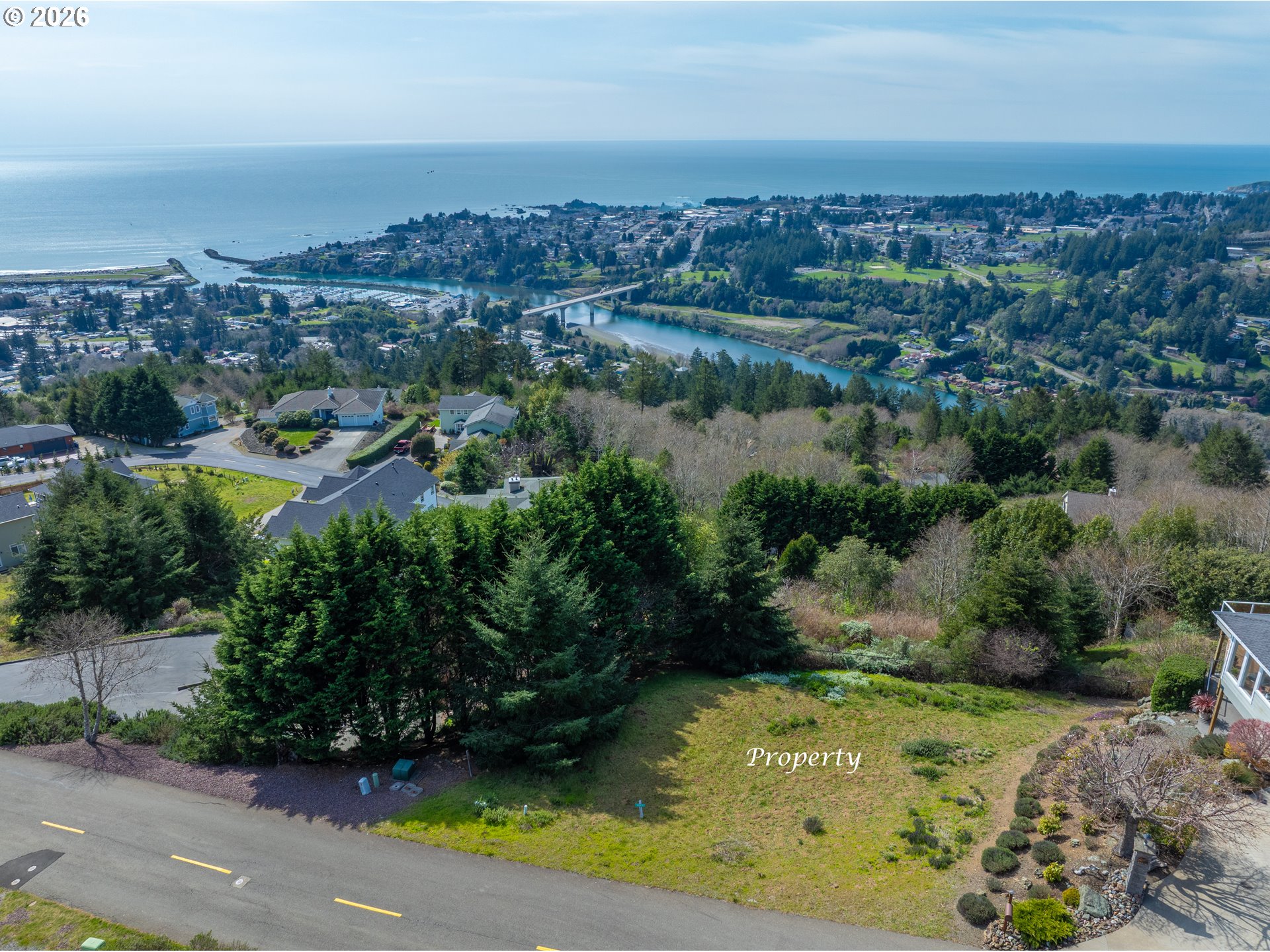 98010 Crown Terrace, Unit 1 Brookings, OR 97415 - Photo 1 of 10 an aerial view of residential houses with outdoor space and trees