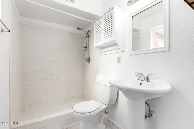a bathroom with a sink toilet and a mirror