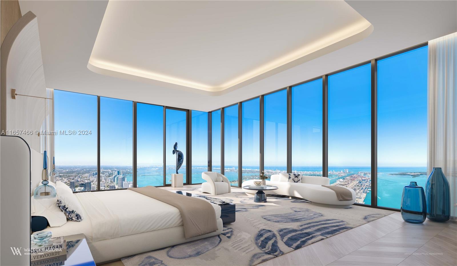 300 Biscayne Boulevard, Unit PH Miami, FL 33131 - Photo 15 of 16 a bedroom with two beds and large window