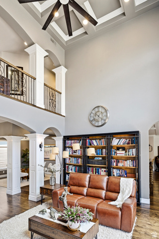 2204 Bridgewater Road Cedar City, UT 84721 - Photo 36 of 40 Light-Filled Great Room with Soaring Coffered Ceilings