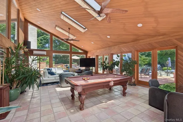 a view of a building with sitting area