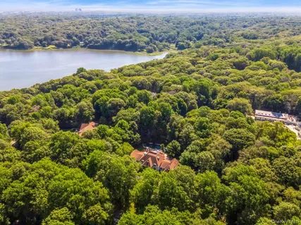 a view of a lake with a mountain