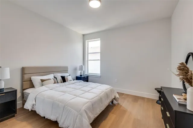 a view of a porch with wooden floor