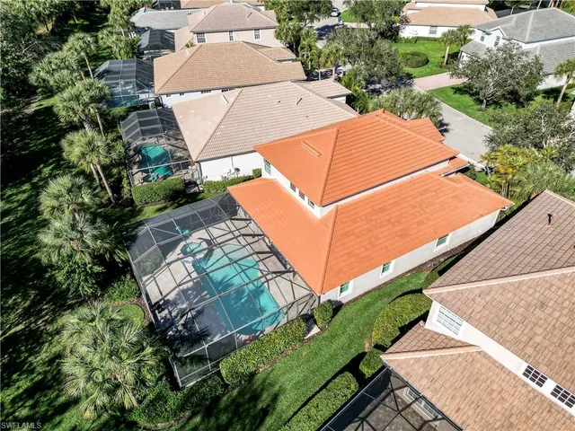 an aerial view of a house