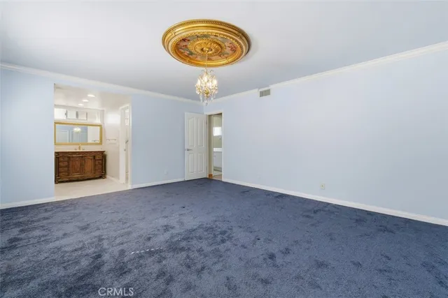 an empty room with a door