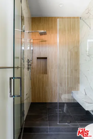 a view of a bathroom with a shower