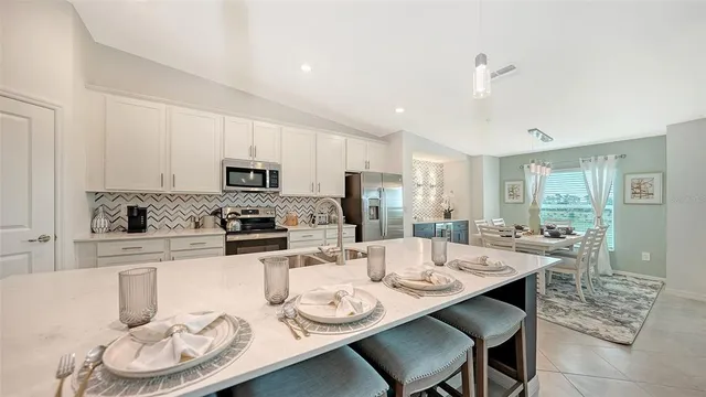 a view of a park with palm trees