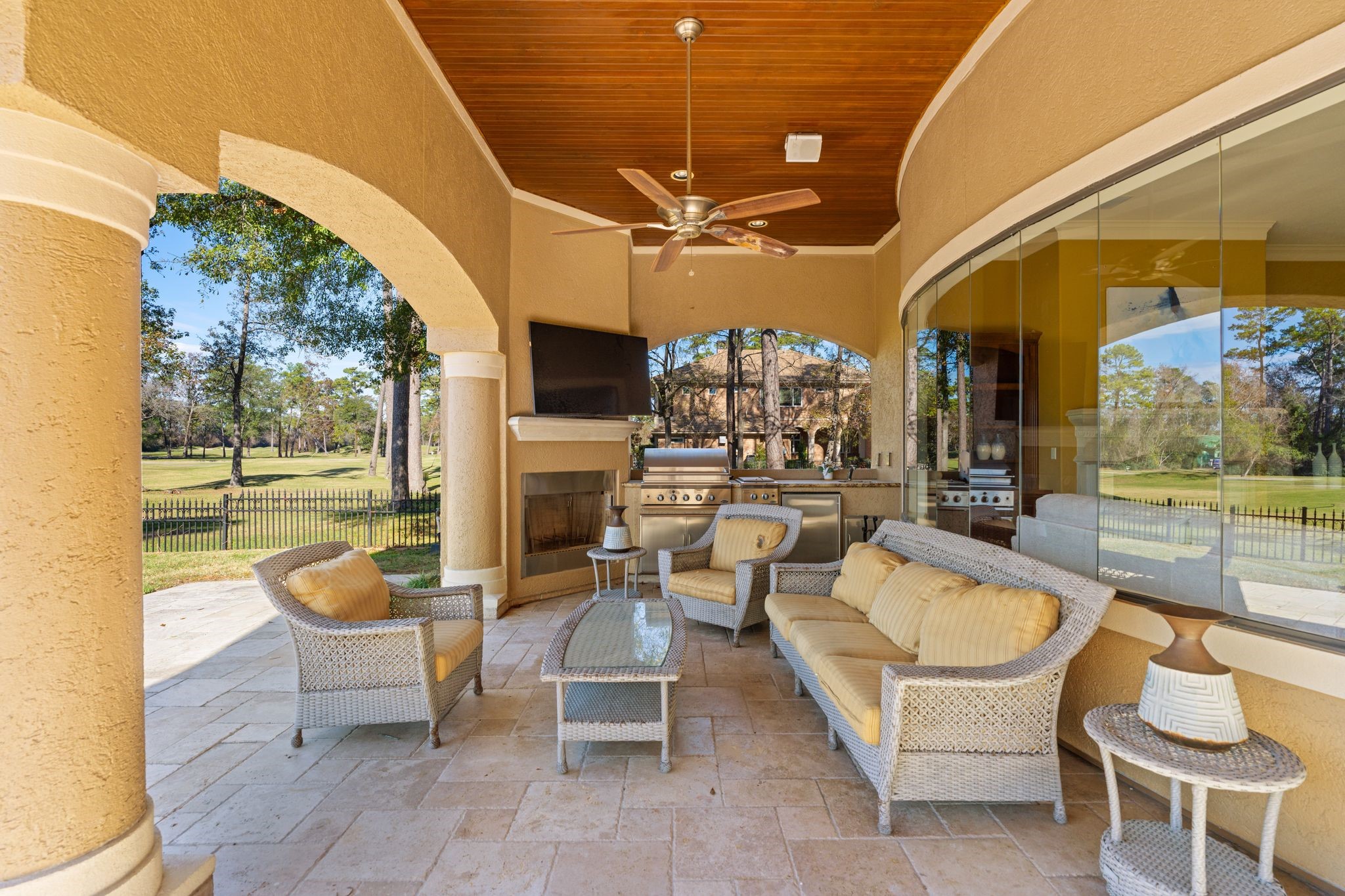 16502 Glorietta Turn Houston, TX 77068 - Photo 45 of 50 Outdoor kitchen & gas fireplace