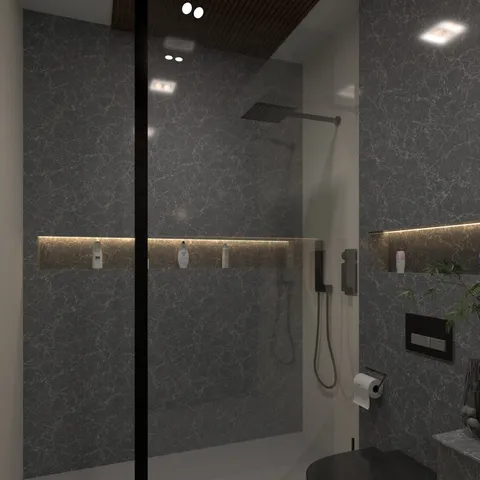 a living room with a couch and a chandelier