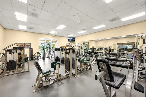 a view of a room with gym equipment