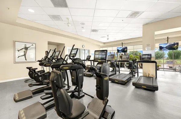 a view of a room with gym equipment