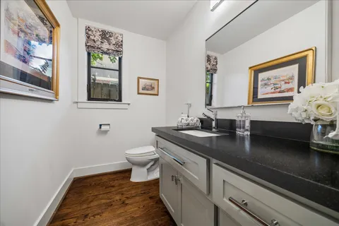 a kitchen with counter top space cabinets and appliances