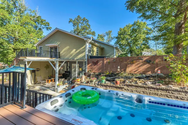 a view of a roof deck with couches