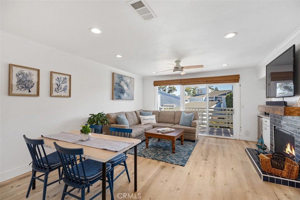 24562 Harbor View Drive, Unit 18 Dana Point, CA 92629 - Photo 8 of 33 a living room with furniture a flat screen tv and a fireplace