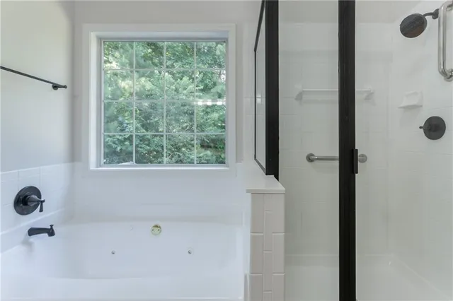 a bathroom with a bathtub