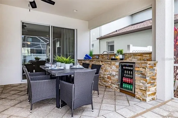 a view of a yard with tree s