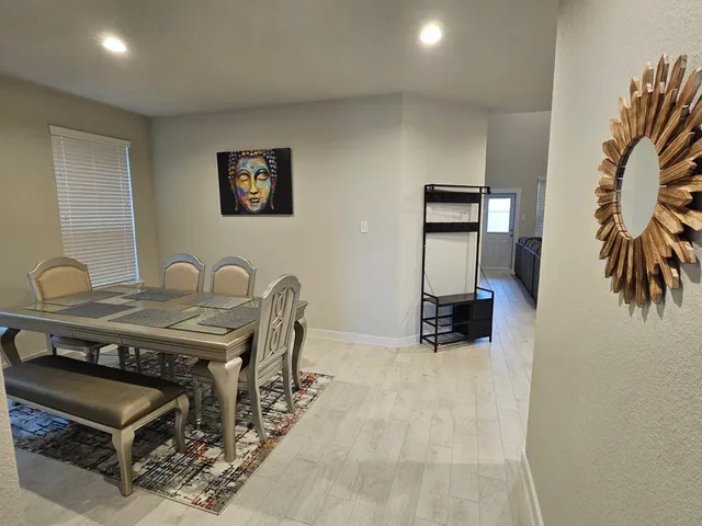 a living room with furniture