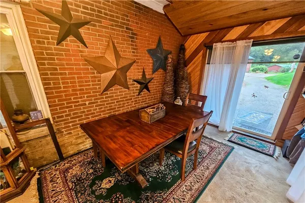 a bench sitting in patio of a house