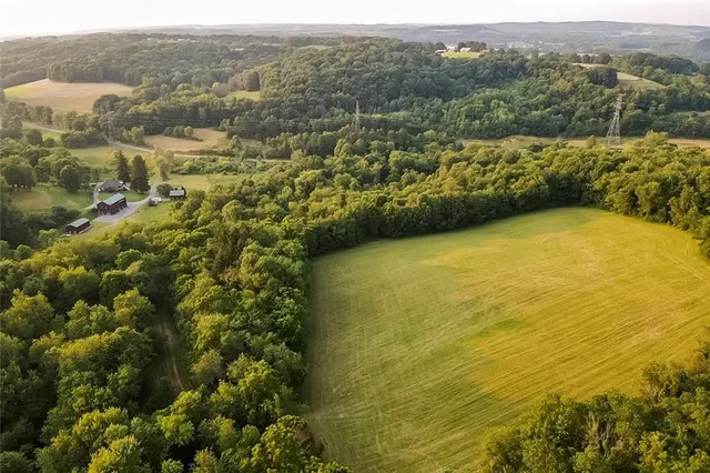 a view of a lake in middle of the town