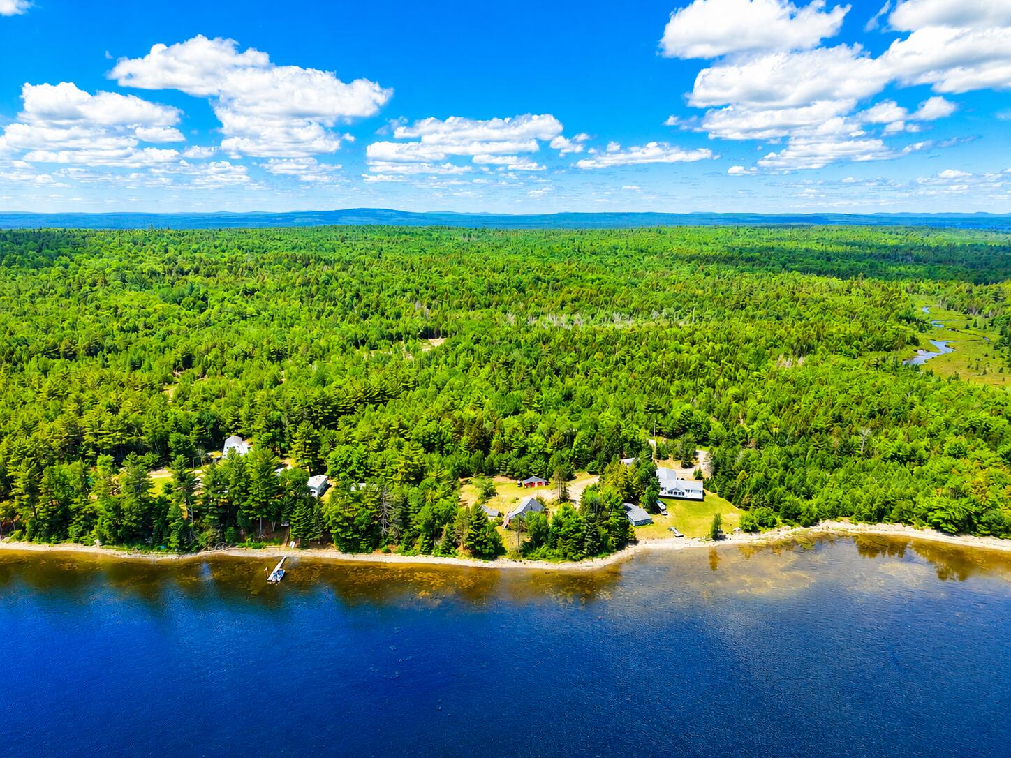 36 Sunset Point Drive Bradley, ME 04411 - Photo 41 of 44 Drone view of Chemo Pond and Shoreline