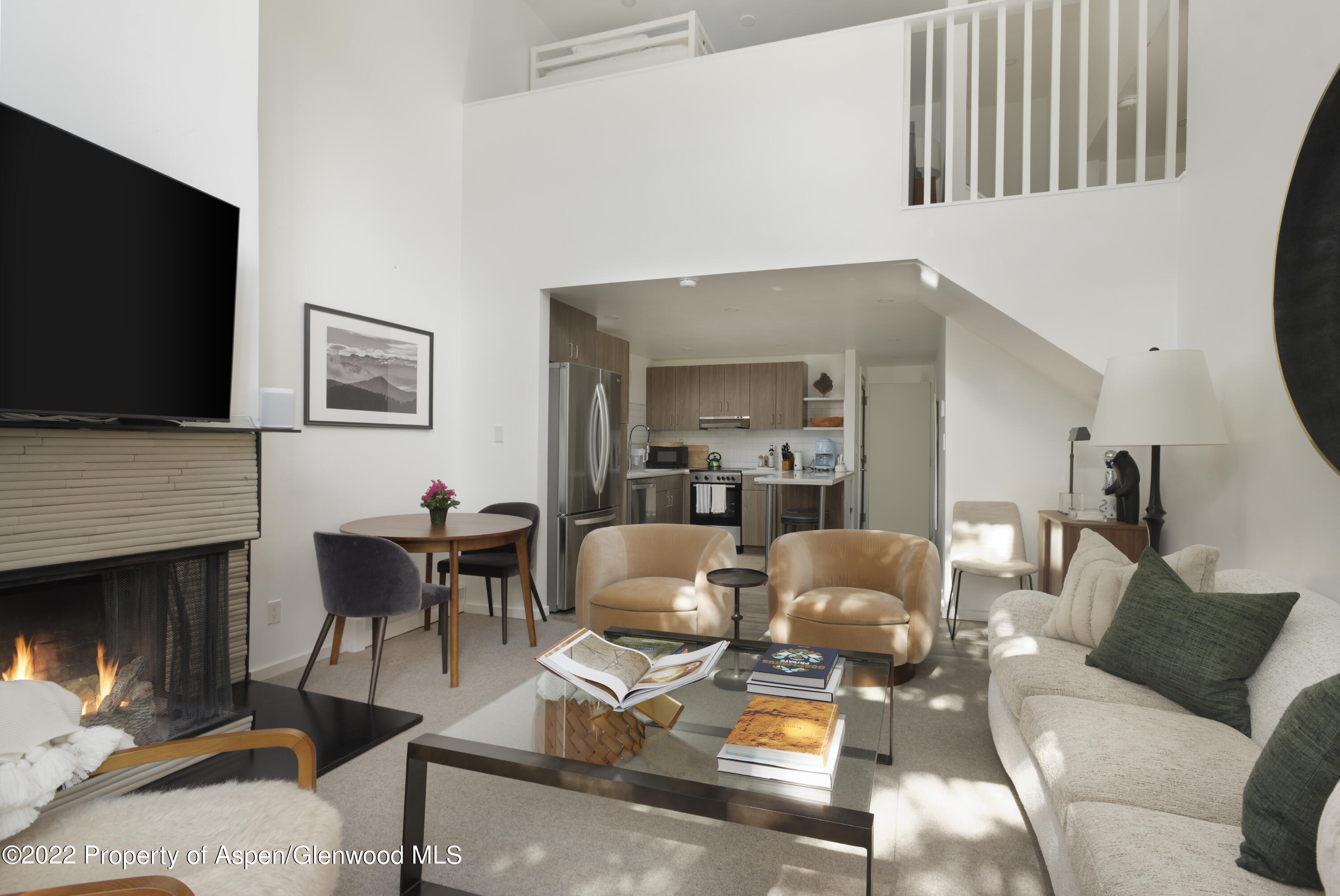 1050 Waters Avenue, Unit 14 Aspen, CO 81611 - Photo 3 of 19 a living room with furniture and a flat screen tv