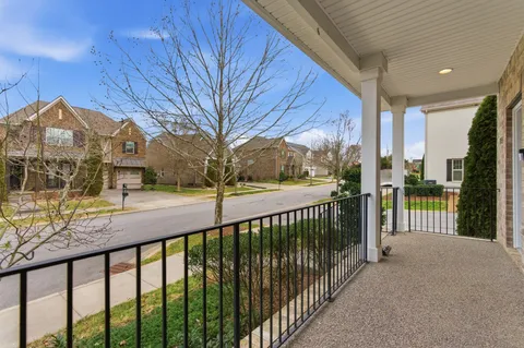 a view of a building from a balcony