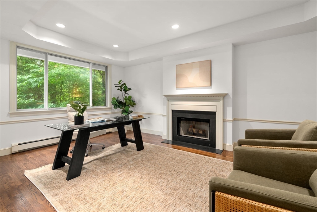204 Allandale Road, Unit A Chestnut Hill, MA 02467 - Photo 3 of 19 a living room with furniture and a fireplace