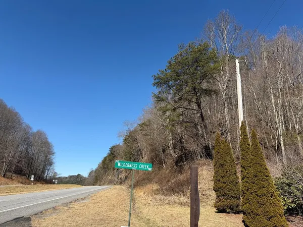 a view of a yard with wooden fence