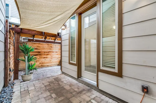 a view of a back yard from a building