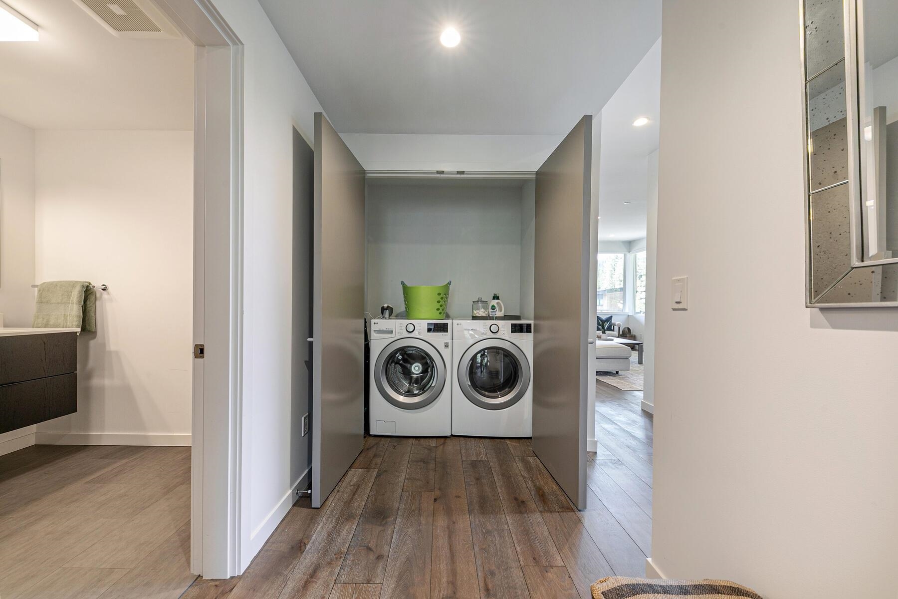 260 Palisades Circle Olympic Valley, CA 96146 - Photo 28 of 28 a view of washer and dryer with wooden floor