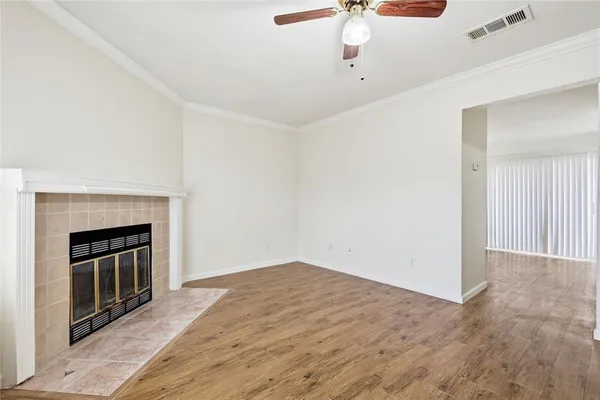 a view of a livingroom with a fireplace