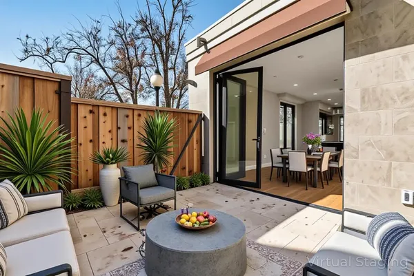 a outdoor space with furniture