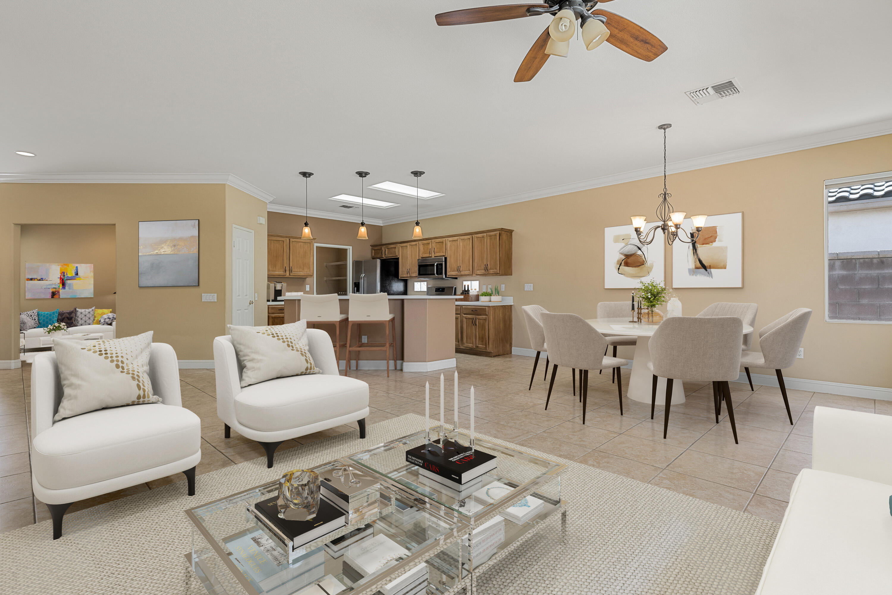 36403 Monarch Pass Palm Desert, CA 92211 - Photo 13 of 32 a living room with furniture and a chandelier