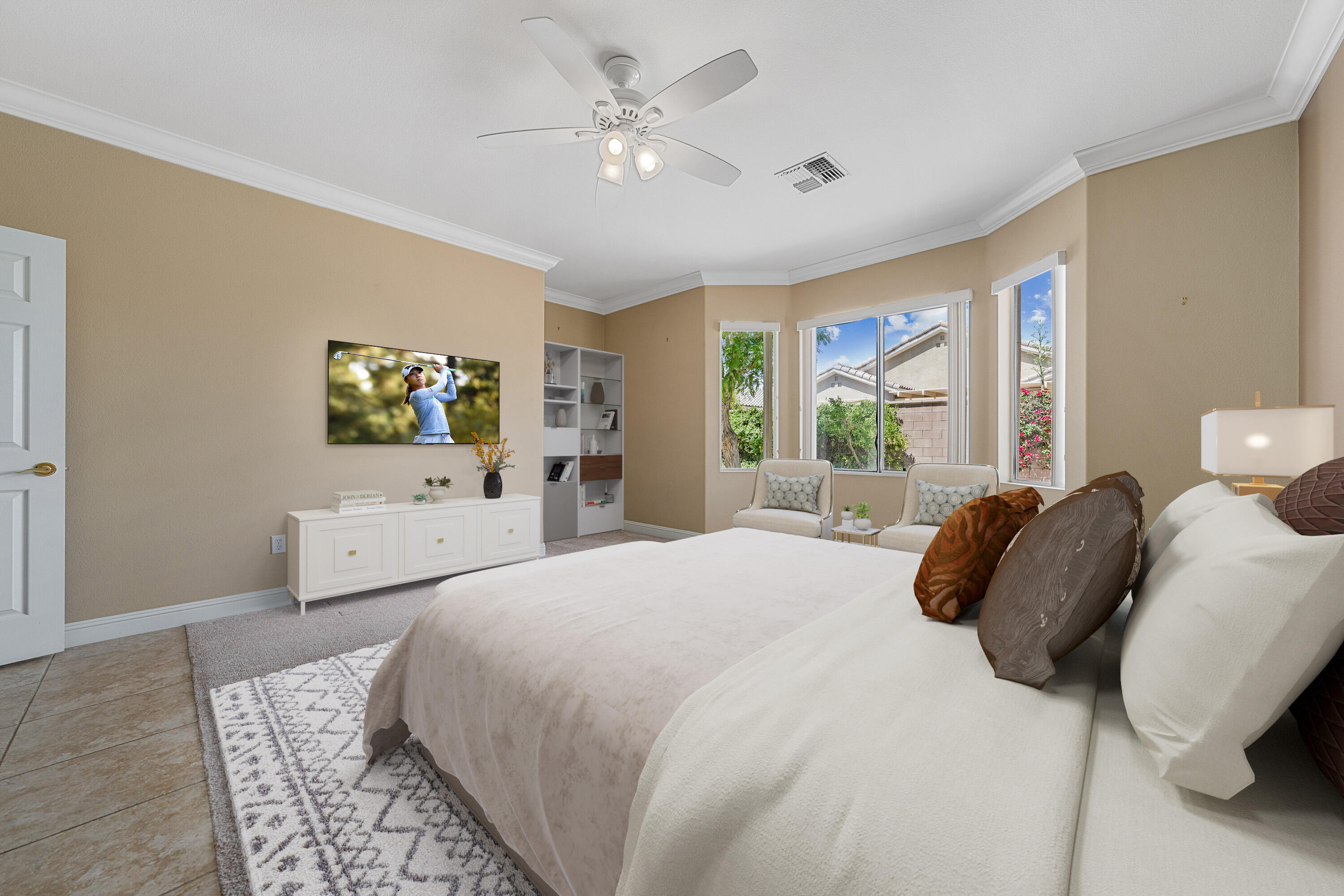 36403 Monarch Pass Palm Desert, CA 92211 - Photo 22 of 32 a bedroom with a bed mirror and window