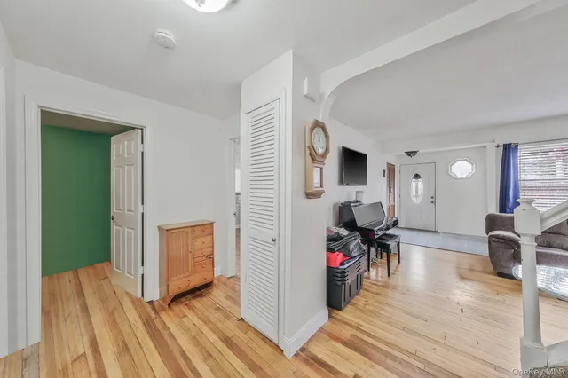 a view of a livingroom with furniture and a fireplace
