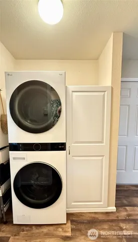 a utility room with dryer and washer